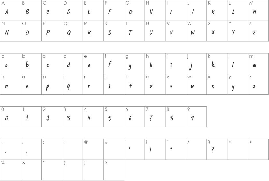 Supersonik Love font character map preview