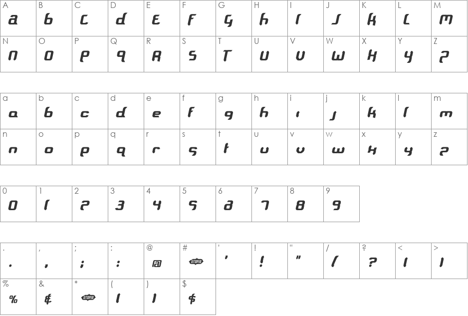 Supersoulfighter font character map preview