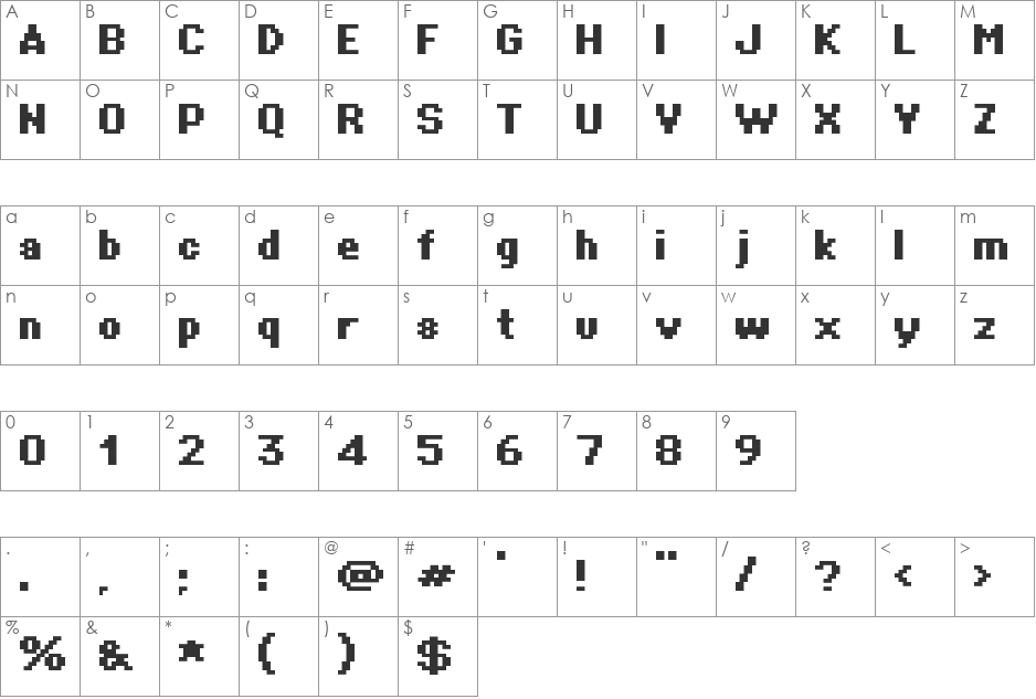 Supertext 01 font character map preview
