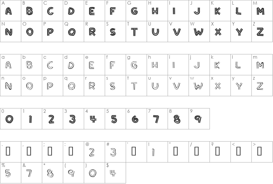 SuperTiki font character map preview