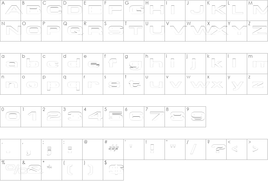 SupertouchOutline font character map preview