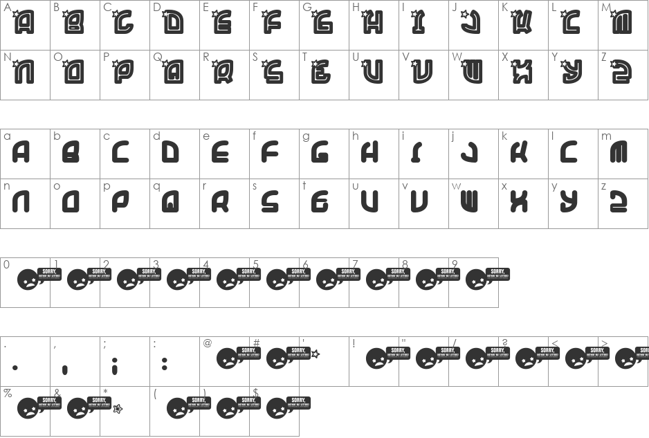 SuperTrooper font character map preview