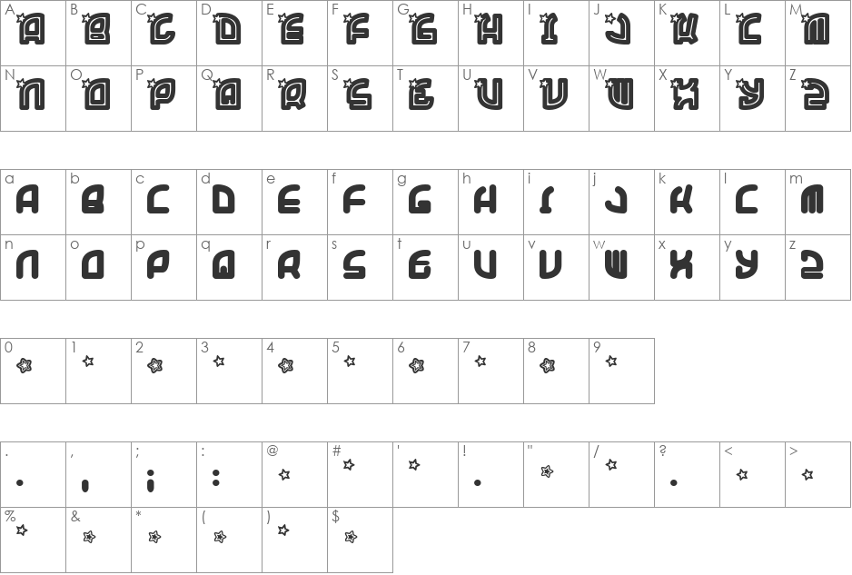 SuperTrooper font character map preview