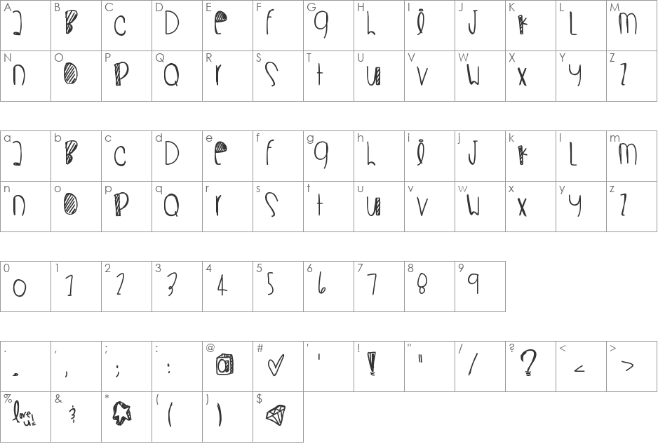 Superwoman font character map preview