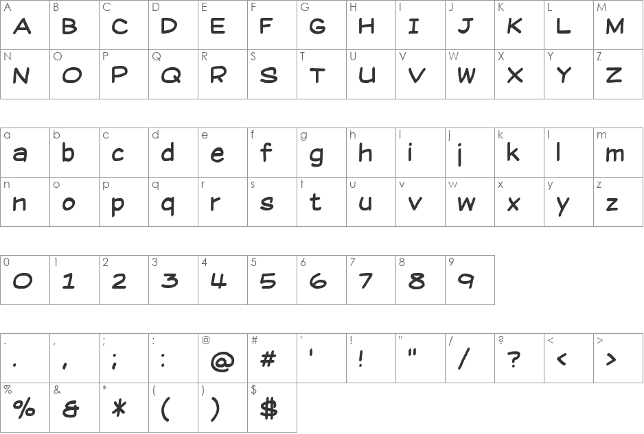 Suplexmentary Comic NC font character map preview