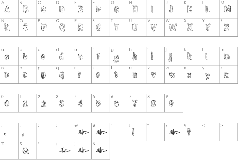 Suppenkasper font character map preview