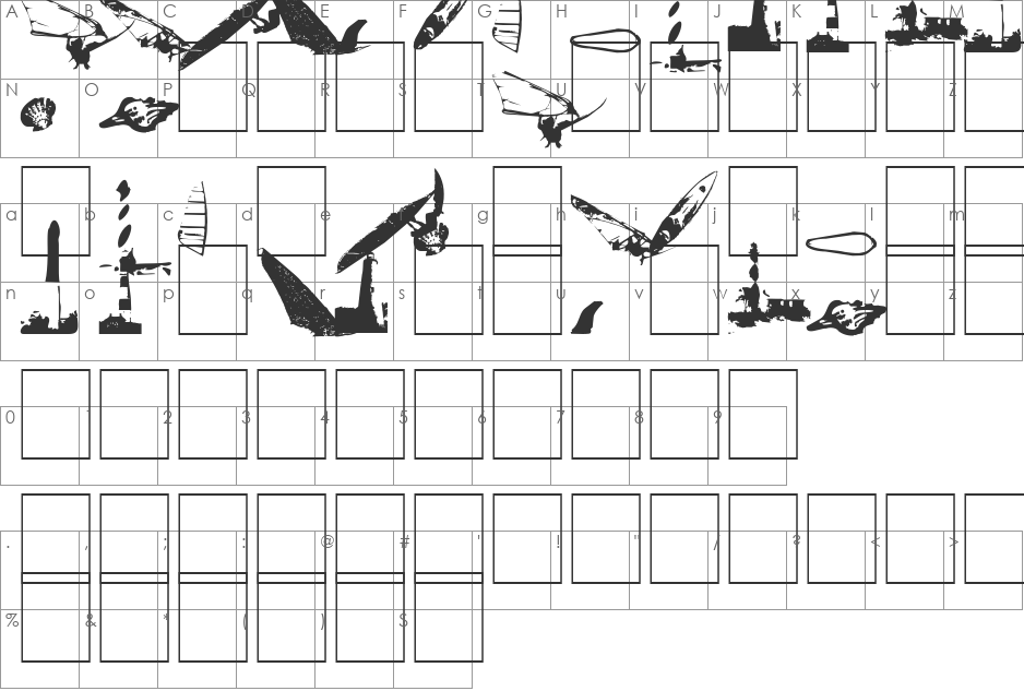 Surf Bat (Windsurfing Dingbats) font character map preview