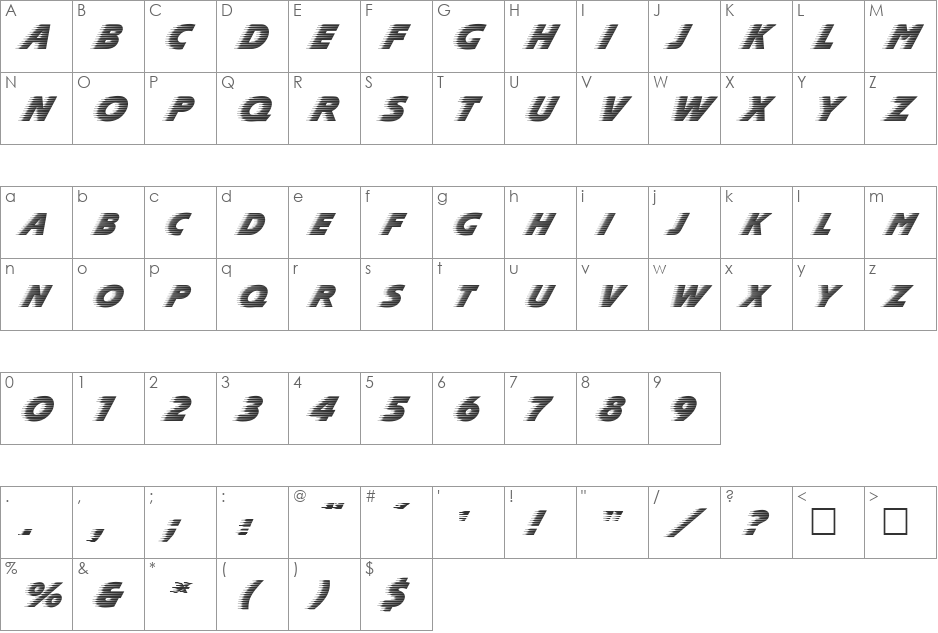 Surface font character map preview