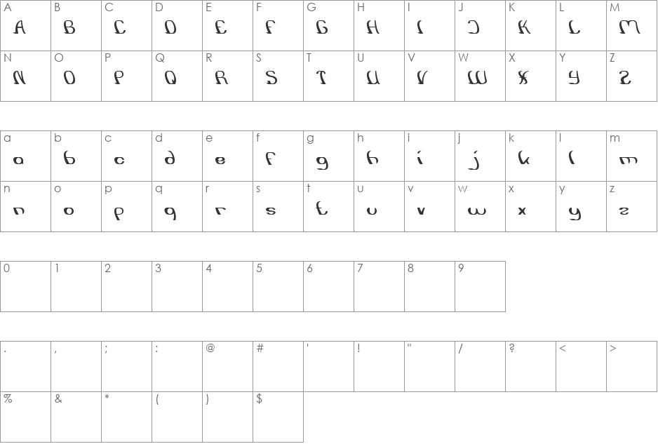 SURFING and Play font character map preview