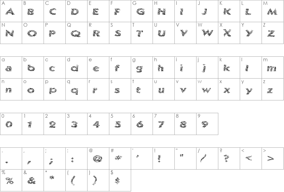 SurfShack font character map preview
