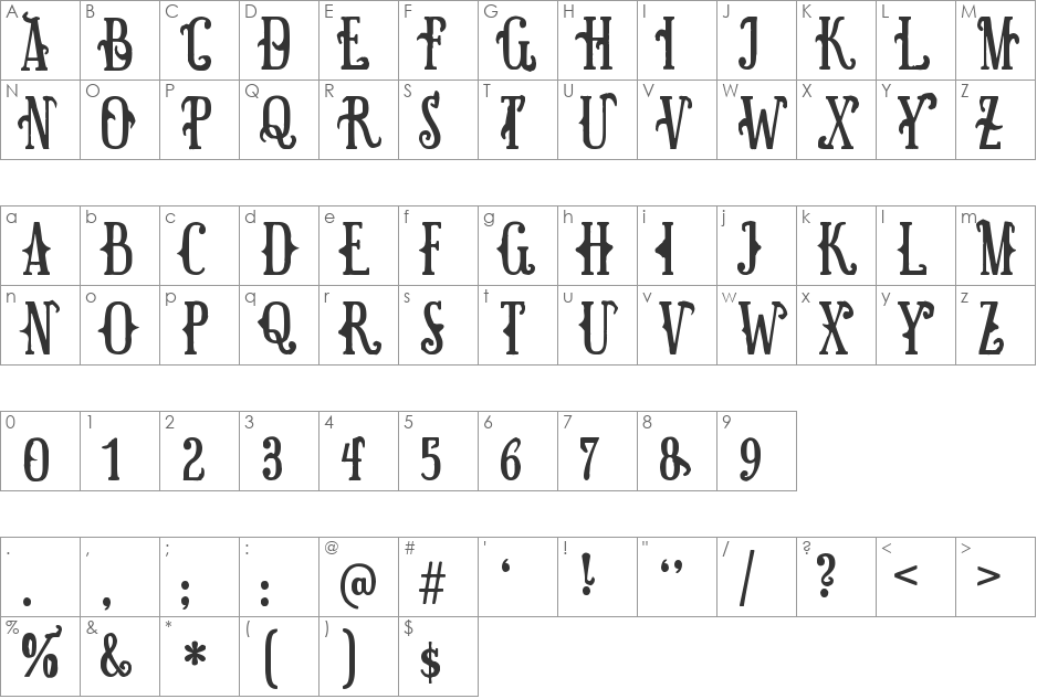 Surpal Lovely font character map preview