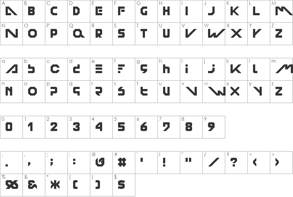Surrender Everything Bold Square font character map preview