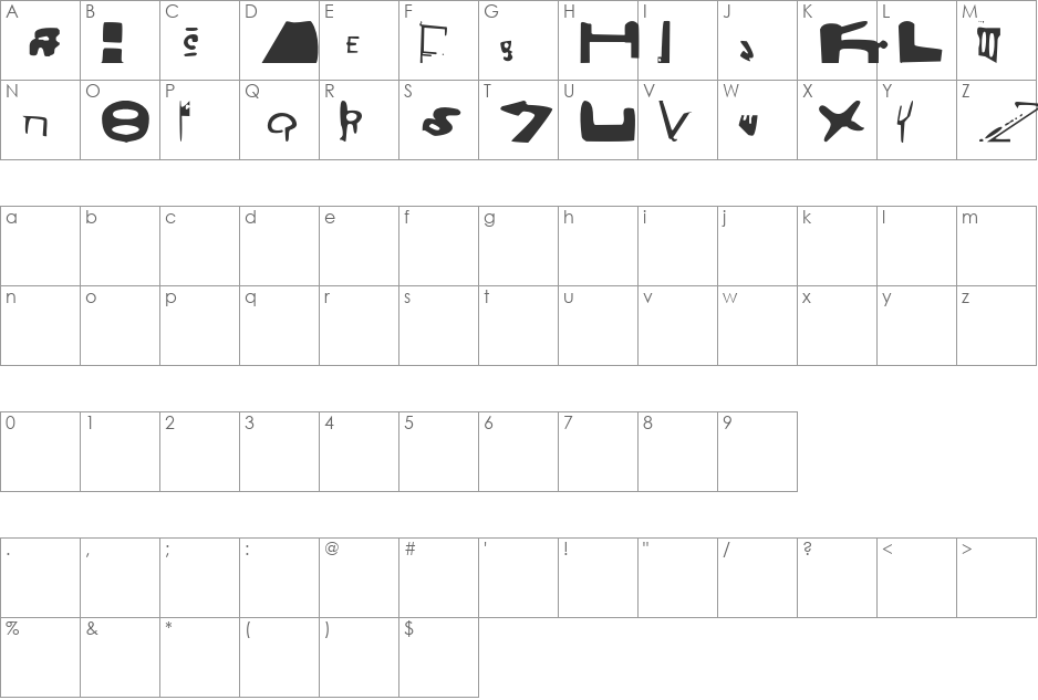 Surveillance font character map preview