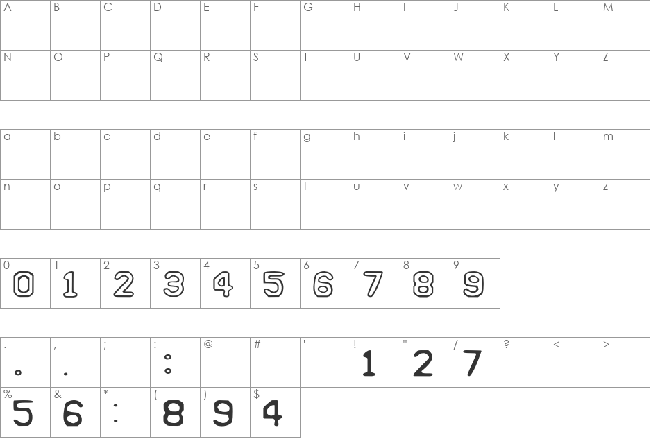 Surveillance font character map preview