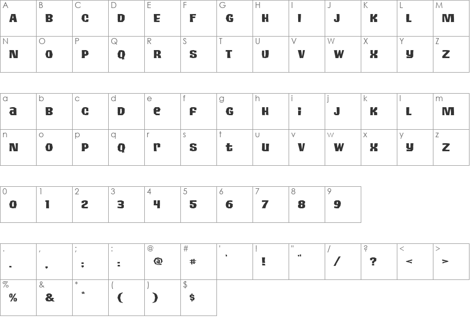 Survivor Font font character map preview