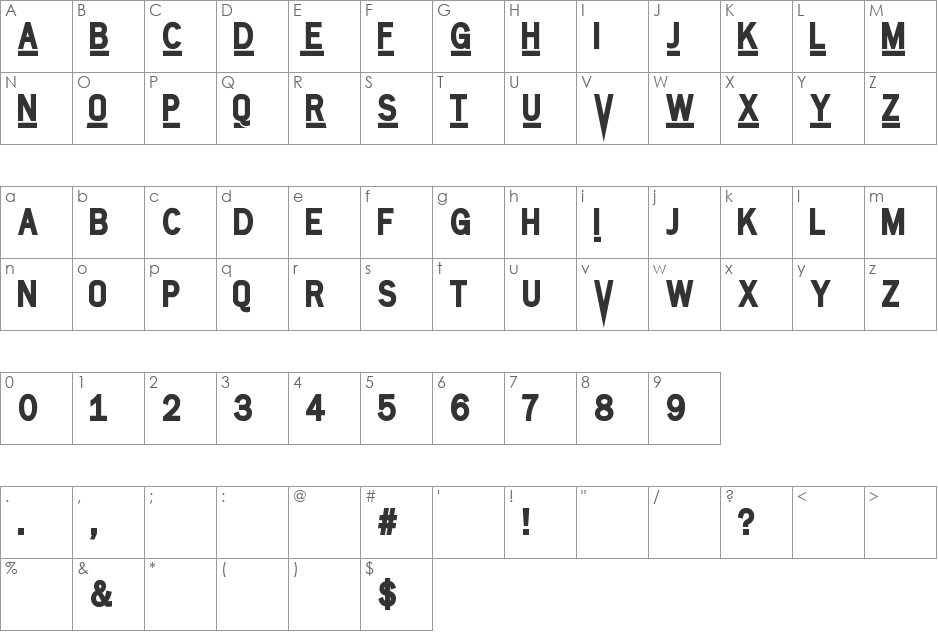 SURVIVOR SERIES font character map preview