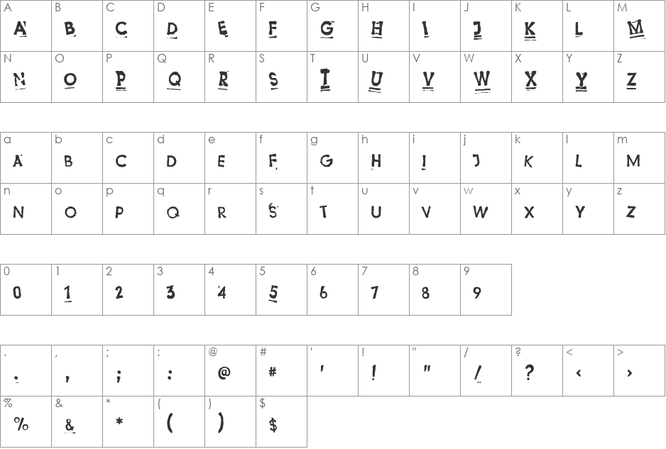 Suspension font character map preview
