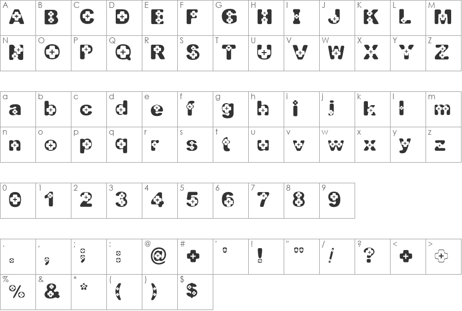 BEER02-A CROSS font character map preview