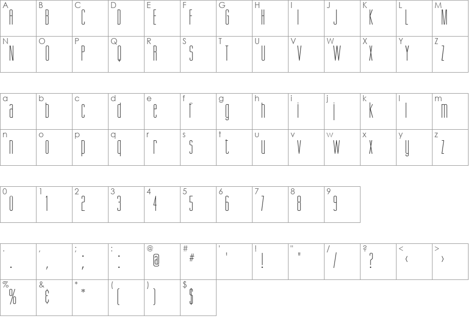 Suva SSi font character map preview