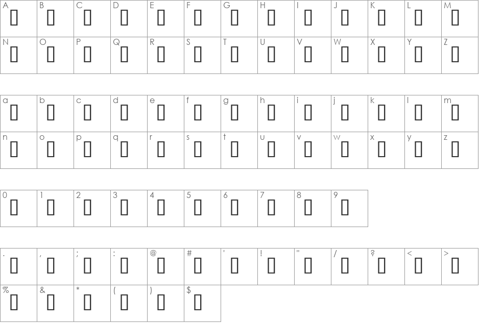 SuzanneQuillSH font character map preview