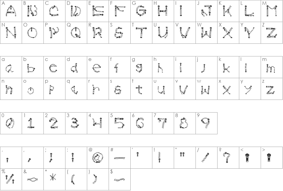 BEER04-A FASTENER font character map preview