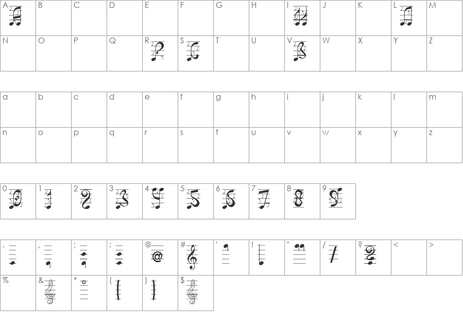 SVIRALA font character map preview
