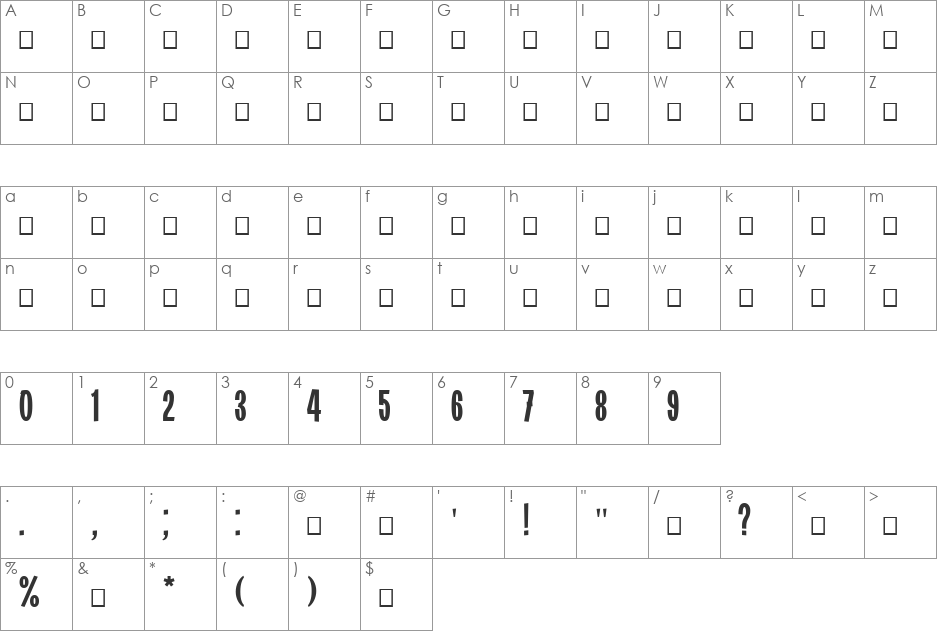 SVOBODA font character map preview