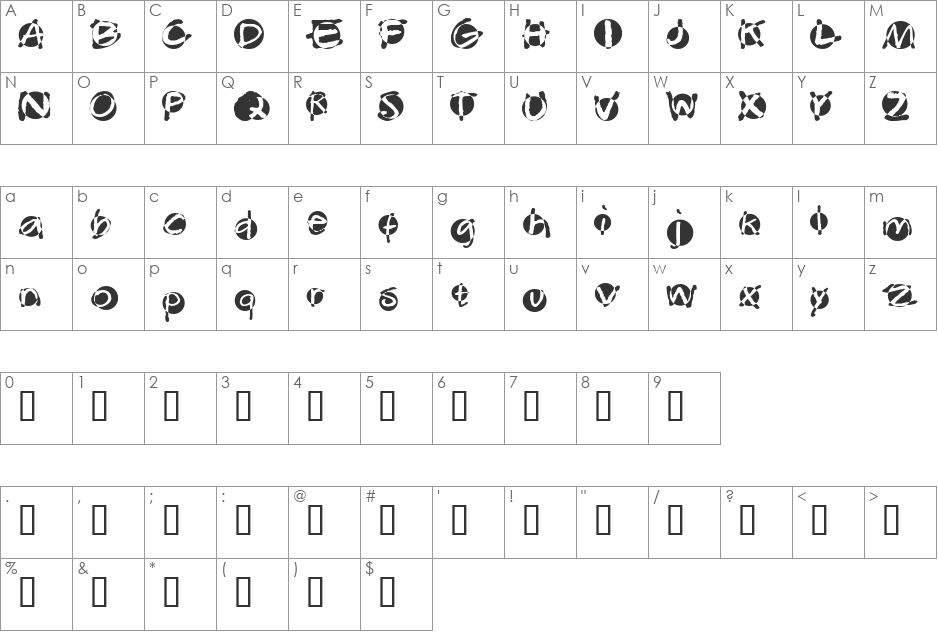 Swabba  font character map preview