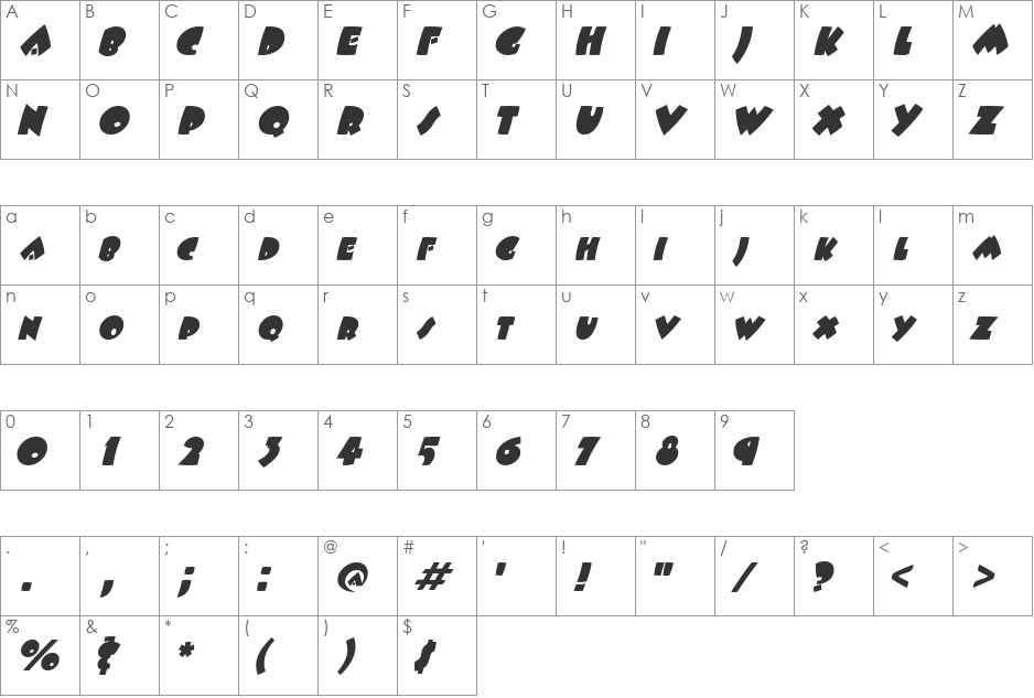 SwaggSCapsSSK font character map preview