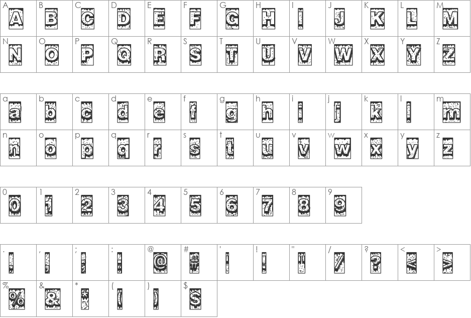 Swamp Type font character map preview