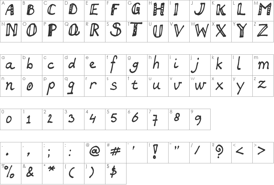 Swan font character map preview