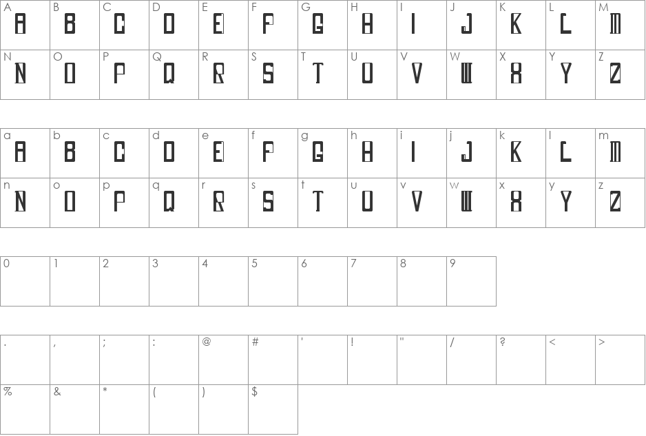 Sweepin It Up font character map preview