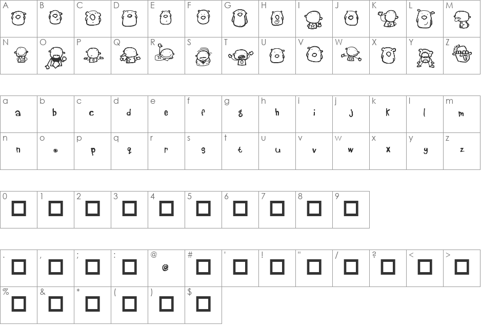 beestings font character map preview