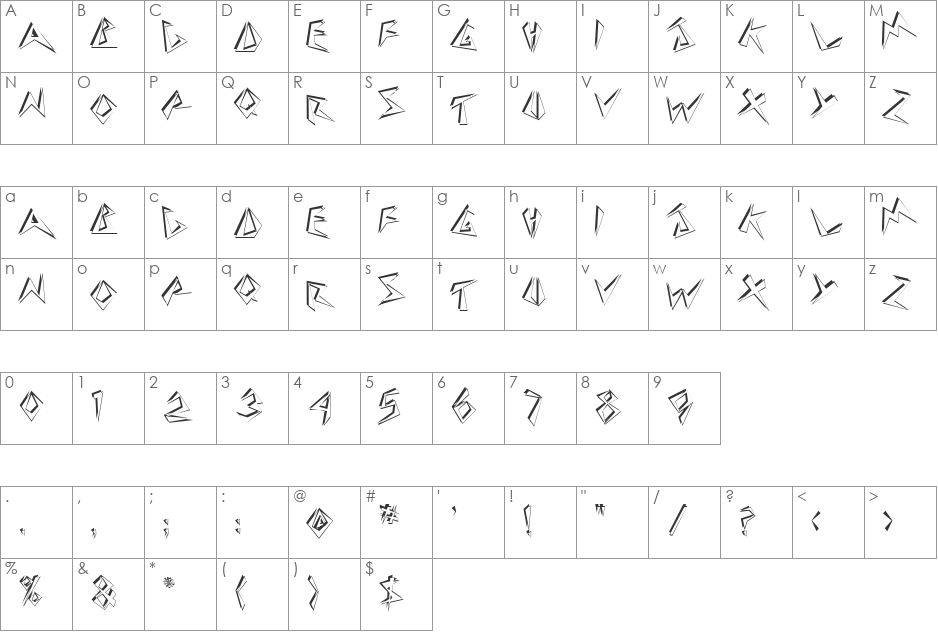 Beeswax font character map preview