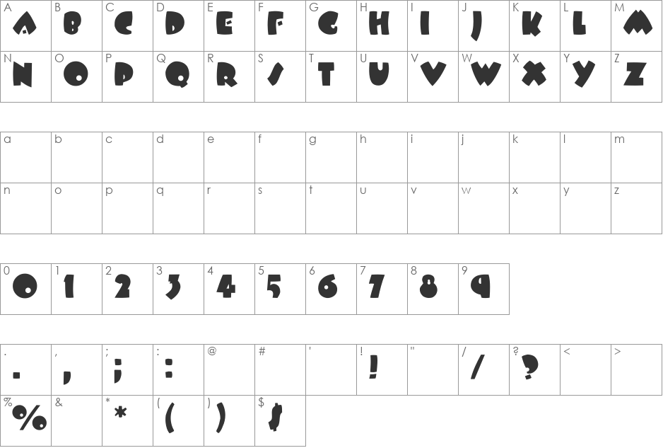 BeesWax font character map preview