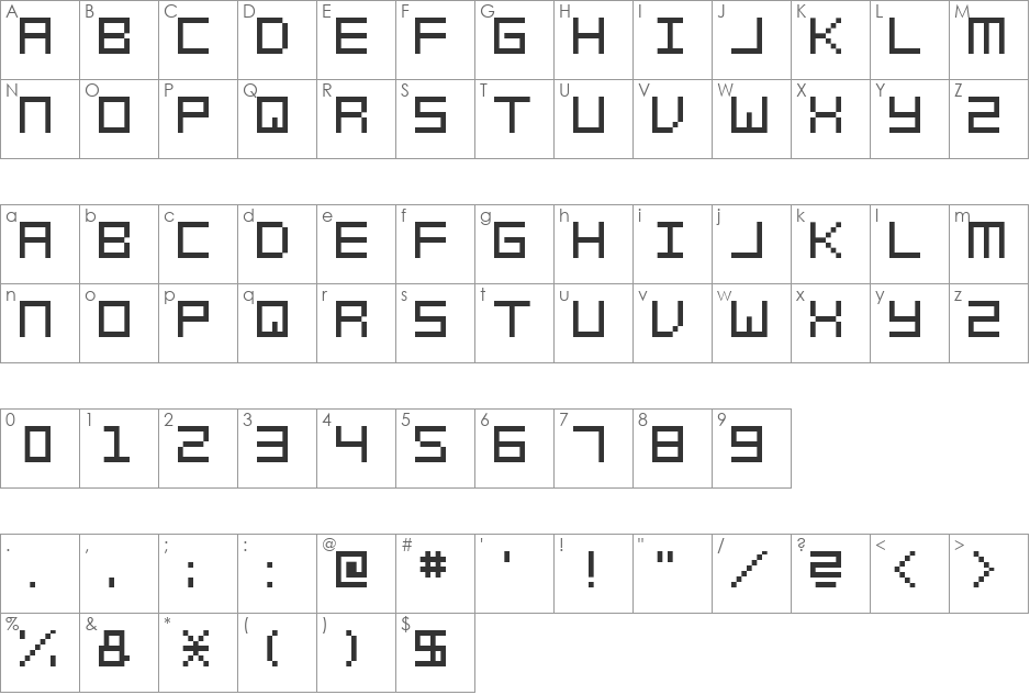 SWF!T_v02 font character map preview