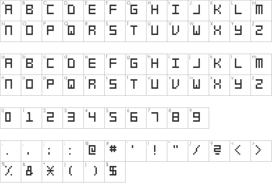 swfit_slm_fw font character map preview