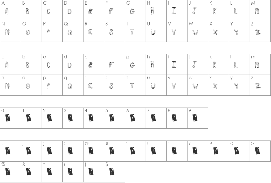 SwirlInsertion font character map preview