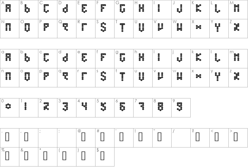 Beetype Filled font character map preview