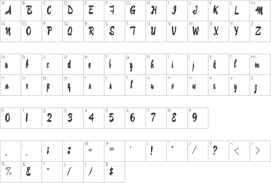 SwishNorm64 font character map preview