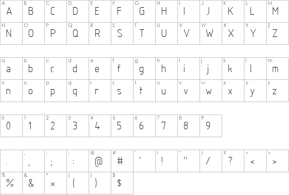 SWIsop2 font character map preview