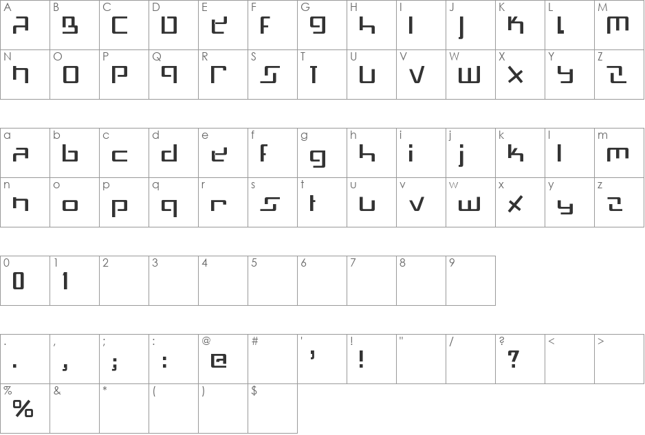 SwissMad font character map preview