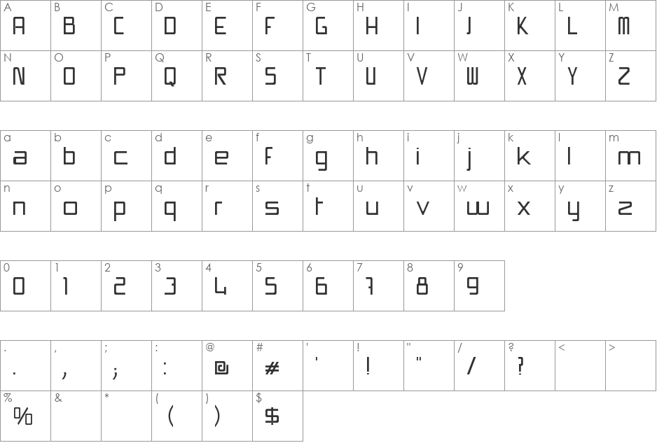 Swissmade font character map preview