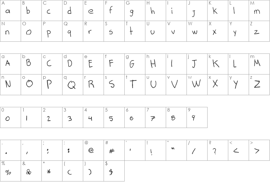 Swivels 1 font character map preview