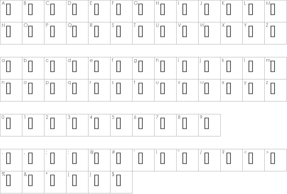 SWkeys font character map preview