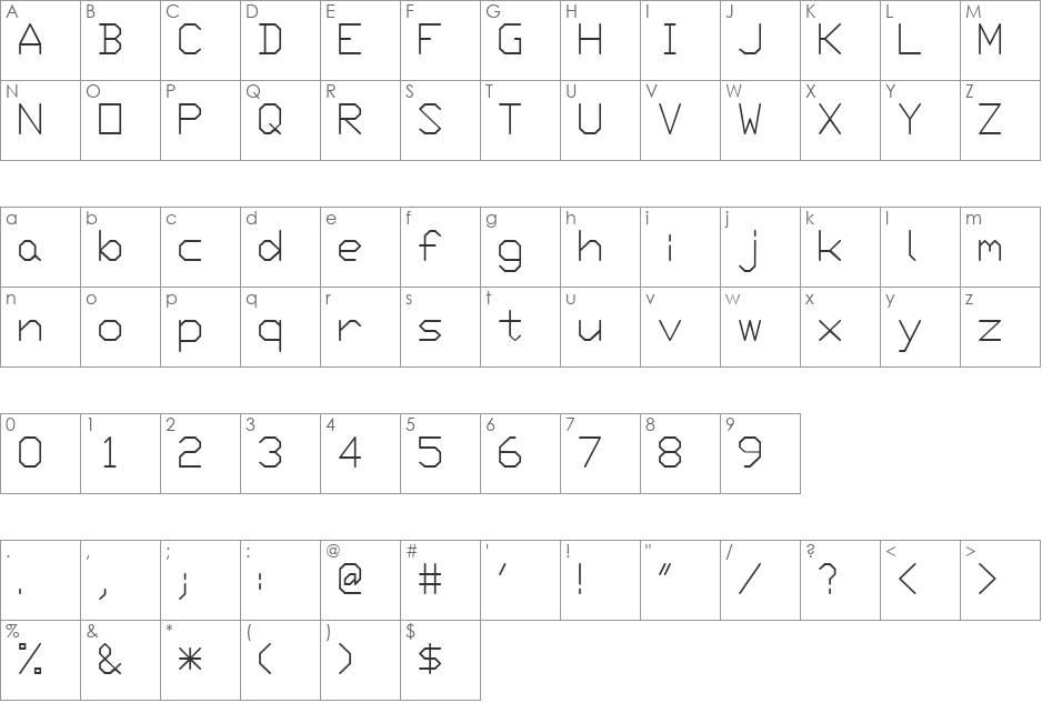 SWMono font character map preview