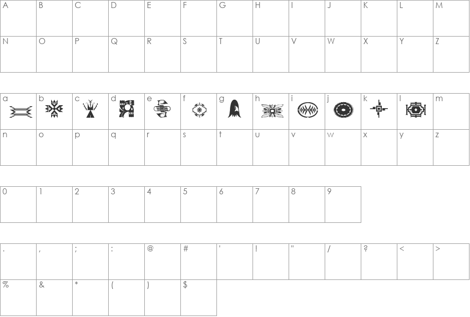 swmotif1 font character map preview