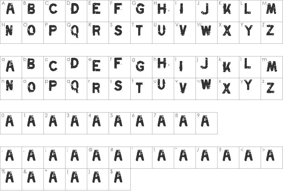 Swordfish font character map preview