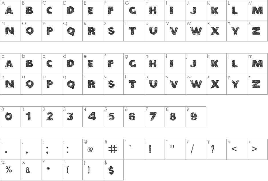 Before Collapse font character map preview