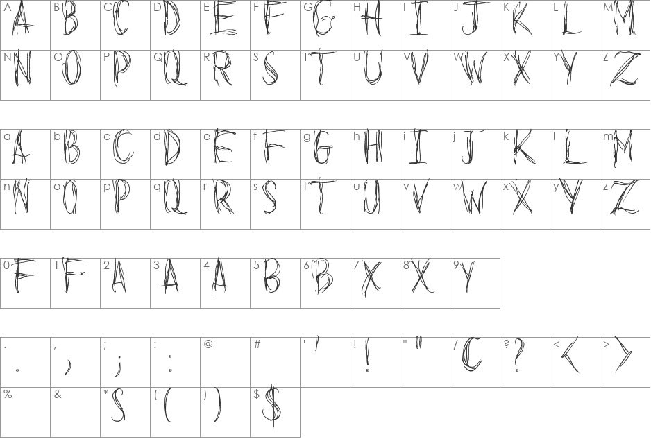 Before I Fall Demo font character map preview